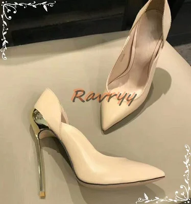 

Pointed Toe Stilettos Black Suede High Heels Sexy Sheepskin Metal Heel Shallow High Heels Women's White Handmade Spring Shoes
