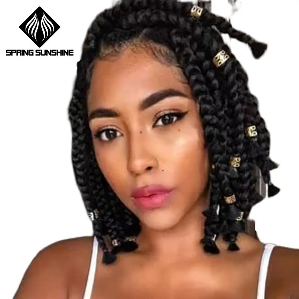 

Spring sunshine Crochet braids 14inch Box Braid 12 Roots/pack Synthetic Braiding Hair Extension Bulk Braid Black Bug Brown