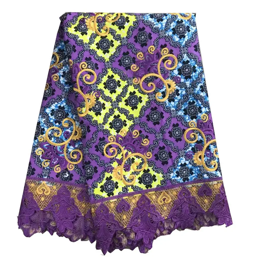 Гипюровая кружевная ткань, вышитая Высококачественная африканская восковая кружевная ткань со шнуром, швейцарское кружево с водой для платья 91108