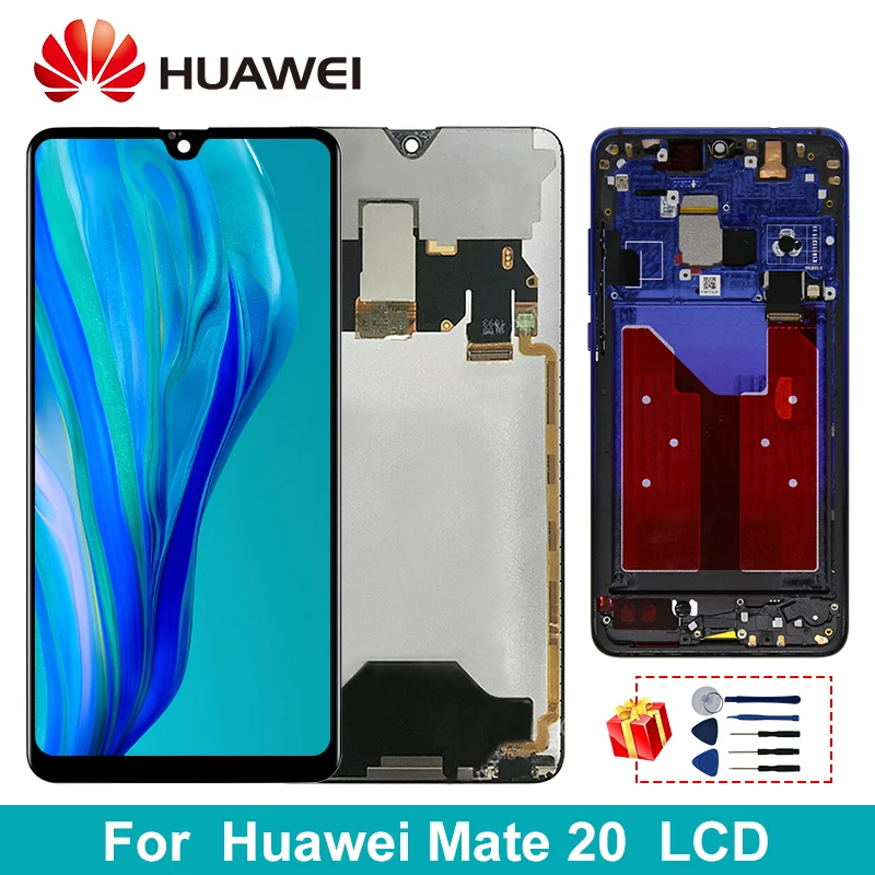 Оригинальный сенсорный ЖК экран 6 53 дюйма для Huawei Mate 20 дигитайзер в сборе детали с рамкой дисплей|Экраны