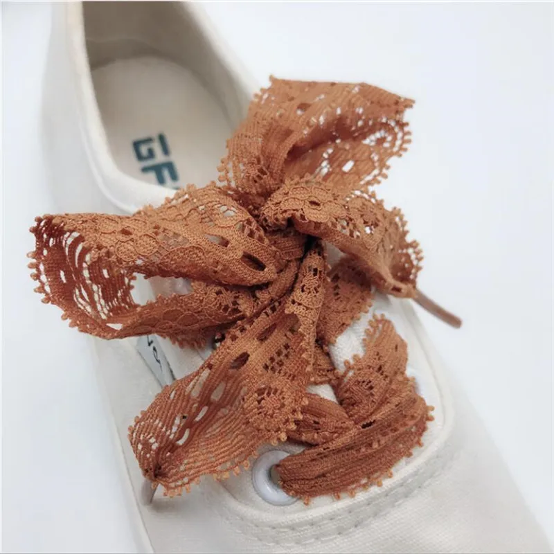 Elegant Black Lace Ribbon Shoelaces for Women's Casual Sneakers - 120CM