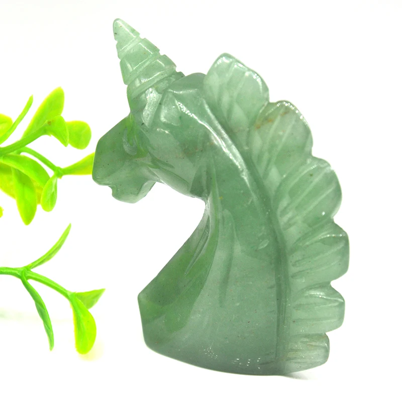 Natural Crystals And Stone Green Aventurine Unicorn Statue Reiki Animal Figurine Home Office Desktop Decoration DIY Gift