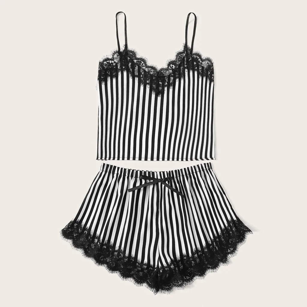 Пижама женская пижама комплект пижамы сексуальные топы на бретельках шорты кружевная пижама сексуальная пижама атласная Женская пижама