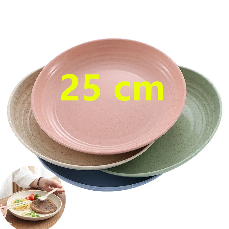 25 cm Lightweight Wheat Straw Plates Unbreakable Dinner Dishwasher &amp Microwave Safe BPA free | Дом и сад