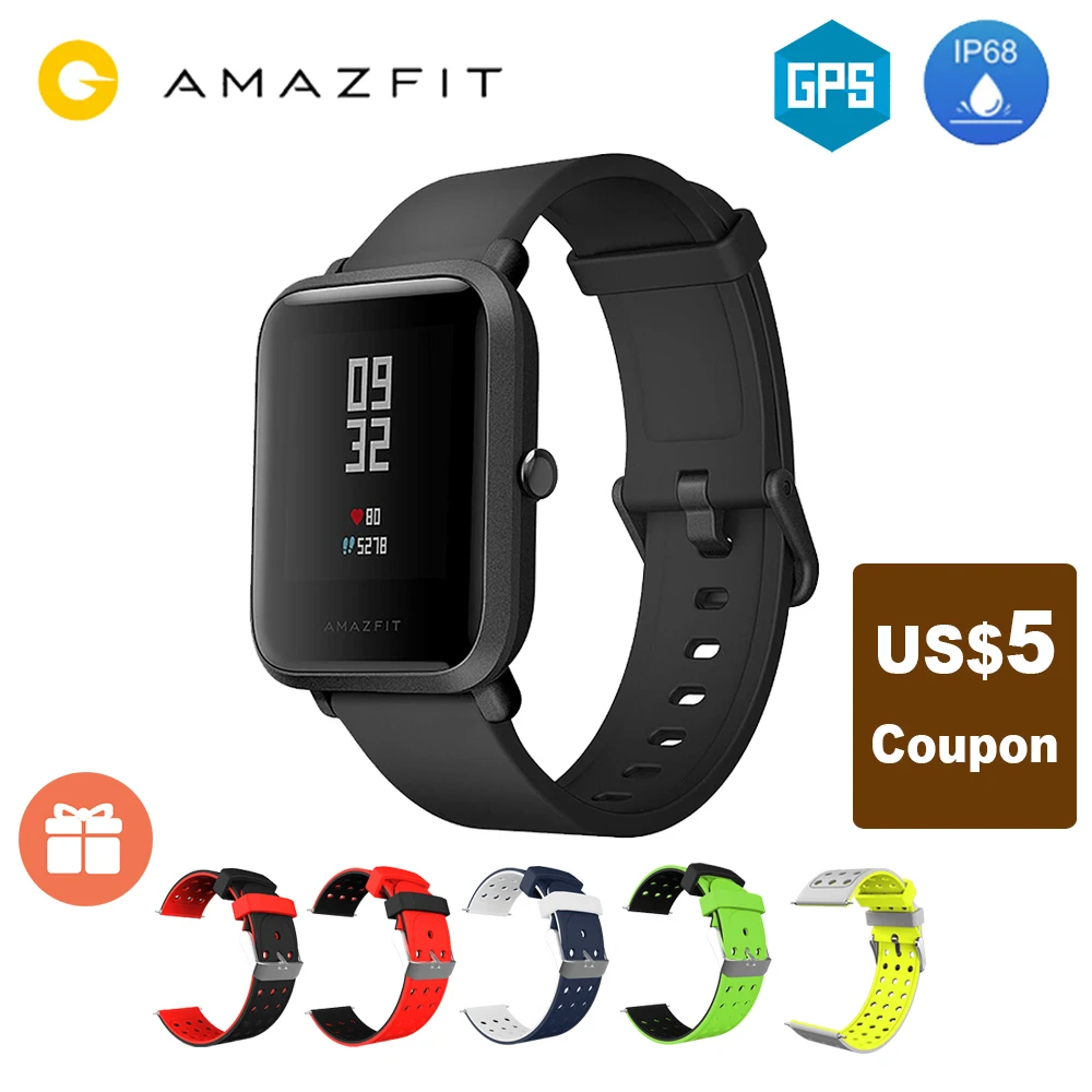[В наличии] глобальная версия Huami Amazfit BIP звуковой сигнал GTR GPS IP68 Водонепроницаемые