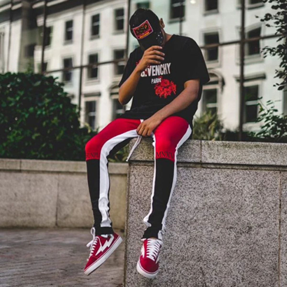 Casual Harem Pants Men Jogger Pants Men Fitness Trousers Male Men's Stitching Slim Zipper Casual Pants Cotton Fitness Pants