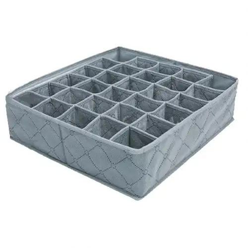 30 Grids Bamboo Charcoal Storage Box Fold Underwear Ties Socks Drawer Organizer - Цвет: Grey
