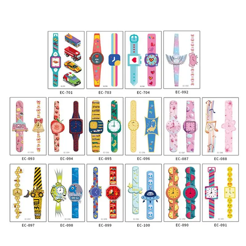 

15 Pcs Creative Cute Children Watch Disposable Tattoo Sticker Fun Waterproof Kids Temporary Fake Tattoos Y51E