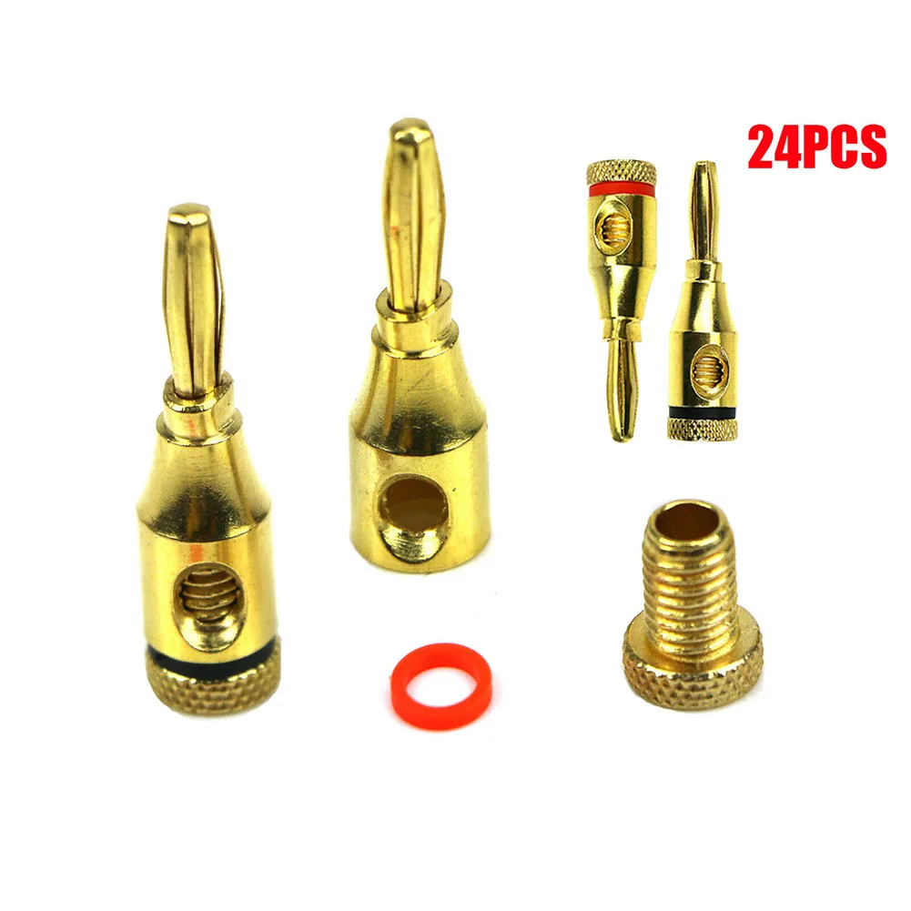 24pcs Gold Plated Terminal Alloy Amplifier Stackable Thread Connector Audio Speaker Universal Lantern Structure Banana Plug | Электроника