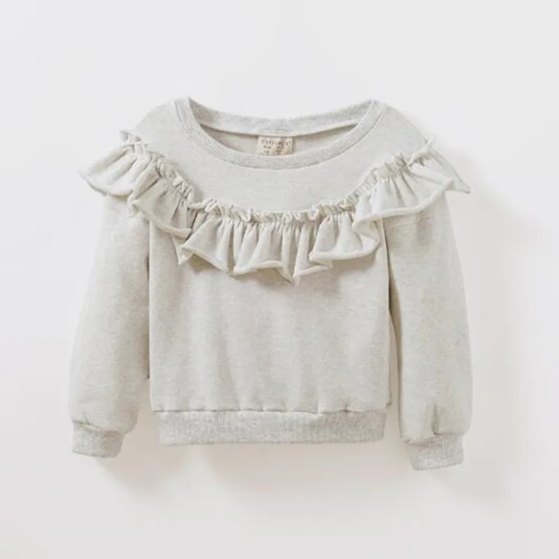 Осенняя блузка с длинными рукавами для маленьких девочек Детская рубашка высокого качества из хлопка джемпер для маленьких девочек, сверло вверх