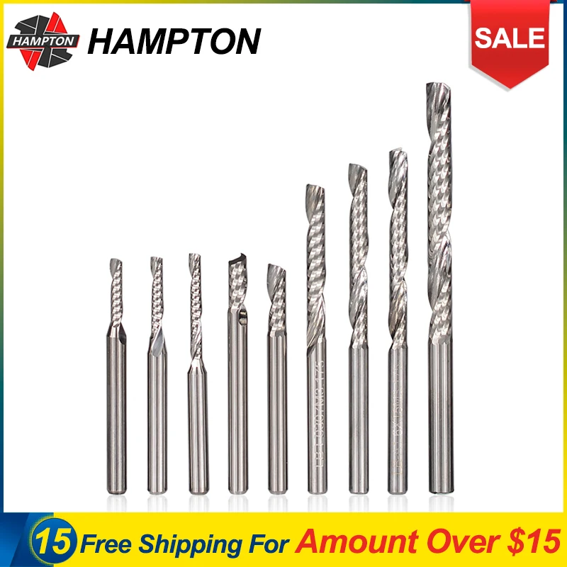 Single Flute Milling Cutter 3.175/4/8mm Shank Spiral End Mill Cnc