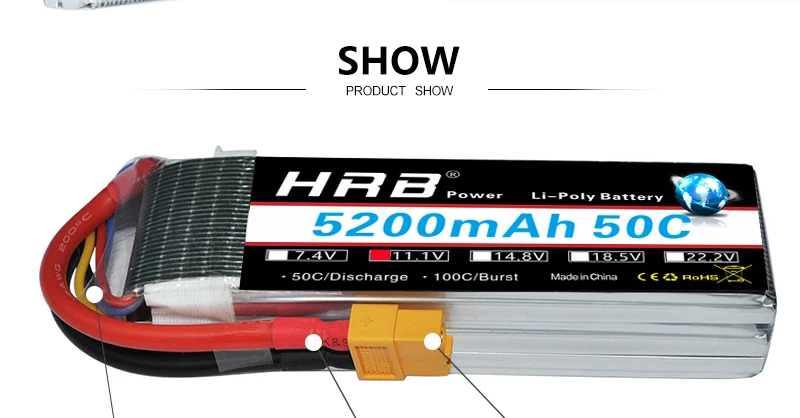 HRB 5200mah 3S 11.1V, SHOW PRODUCT SHOW HPZ P LiPole Battery 52QQmAh 50