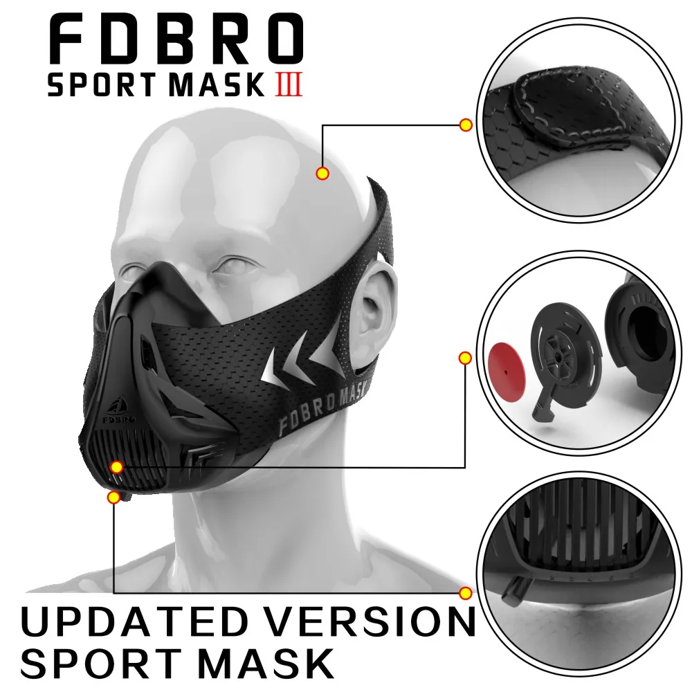 FDBRO фитнес-Тренировка бег сопротивление кардио подъемная Спортивная маска 2,0 маска для выносливости для фитнес-тренировок Спортивная маска 3,0