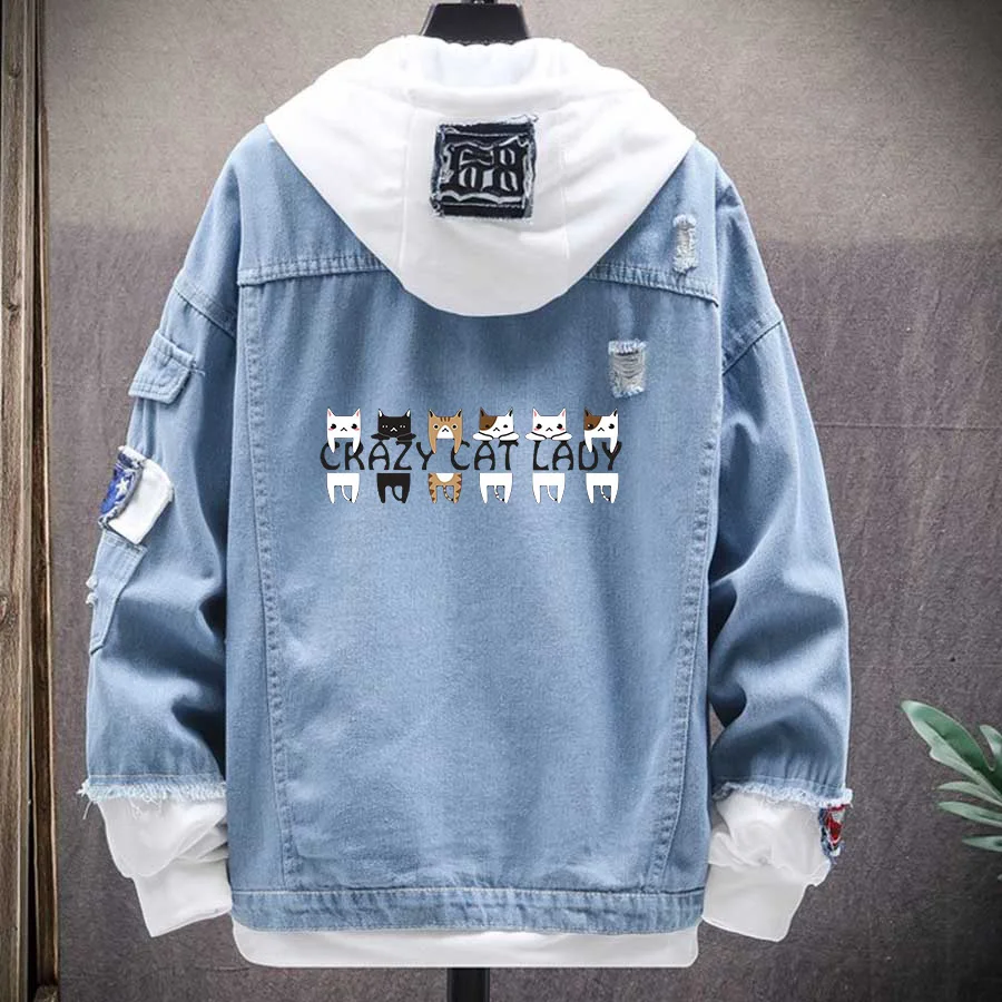 Cartoons Crazy Cat Lady Fashion Denim 