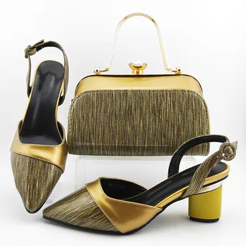 

African Style Fashion High Heels Shoes And Bags Set Autumn Woman's Sandals Shoes And Handbag Set For Wedding Party Size 38-42