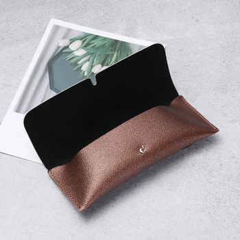 

Hot Fashion PU Leather Glasses Pouch Bag Folding Eyeglasses Box Solid Storage Soft Portable Magnetic Eyewear Holder High Qualit