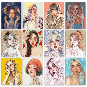 

Diamond mosaic Colorful sexy beauty girl Full Square Diamond embroidery cat queen DIY 3D Diamond painting Cross stitch lady bear