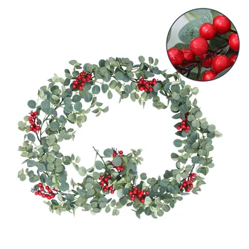 

1 Pc Simulated Rattan Red Berries Cane Christmas Cane for Christmas (Green)