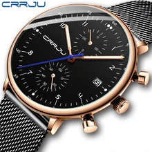 CRRJU Luxury Brand Men's Watches Full Steel Business Wristwatch Waterproof Quartz Men Watch Male Clock Relogio Masculino