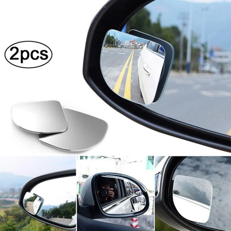 2pcs Round Blind Spot Mirror HD Glass Frameless Convex 360° Rear View Silver US 2pcs Round Blind Spot Mirror HD Glass Frameless Convex 360° Rear View Silver US