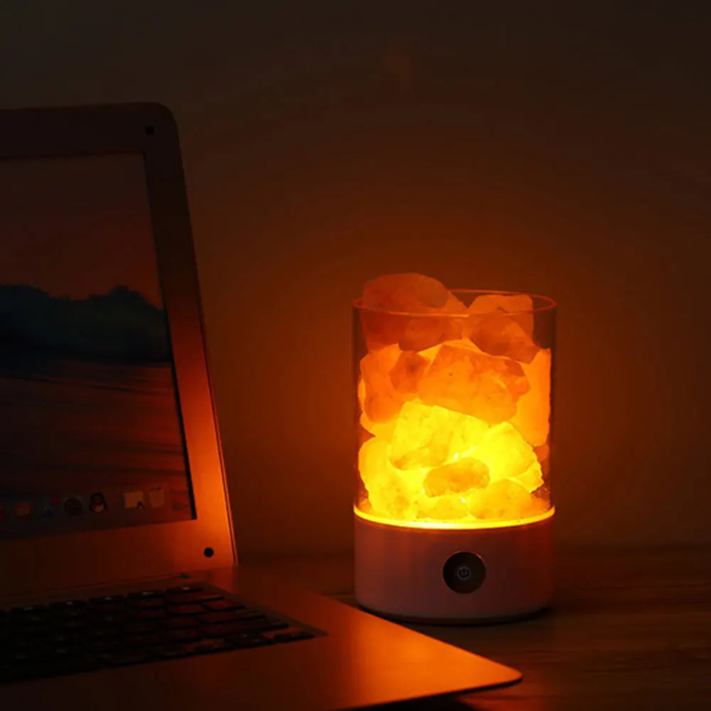 USB вход DC 5 В 3W очиститель воздуха лампа настольная солонка Светильник Настольный ночной Светильник прикроватный фестиваль здоровья натуральный черный белый Декор