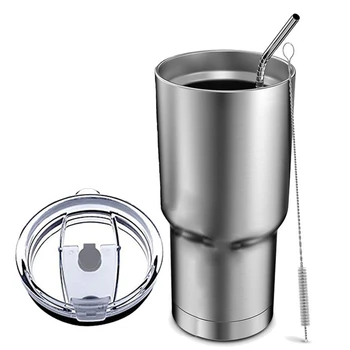

New Stainless Steel Tumbler Cup with Lid Straw 30 Oz Double Wall Vacuum Flask Insulated Beer Cup Drinking Thermoses Coffee