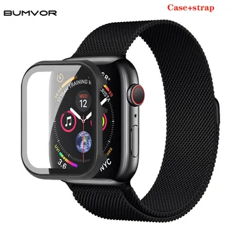 

Watchband for Apple watch bands Series5 42mm 44mm Mesh Milanese Loop with Case for iWatch Series1/2/3/4/5 38mm 40mm wrist Strap