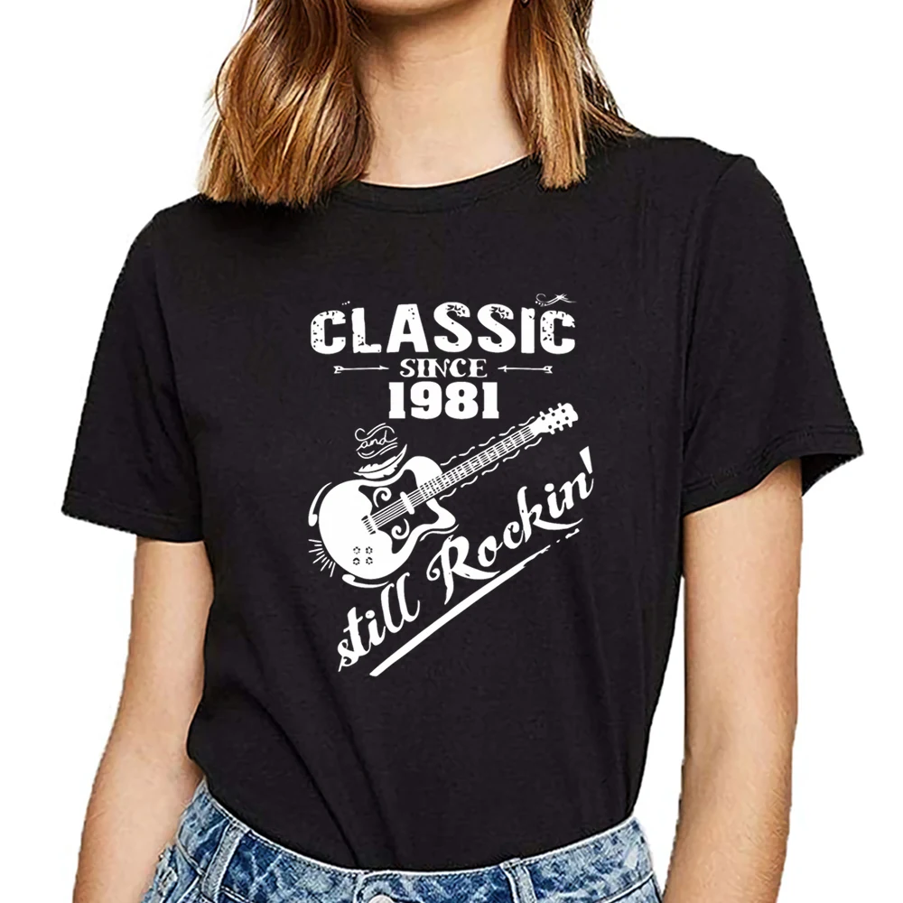 Tops T Shirt Women classic since 1981 and still rokin Funny Harajuku Custom Female Tshirt | Женская одежда