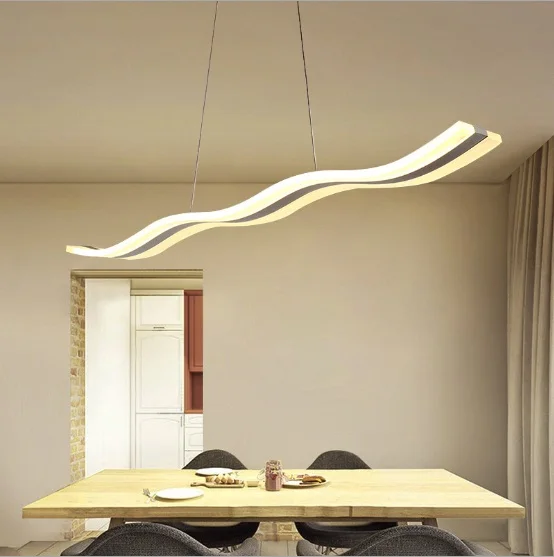 

Long restaurant chandelier Modern minimalist creative personality remote control led acrylic cafe bar dining room lighting