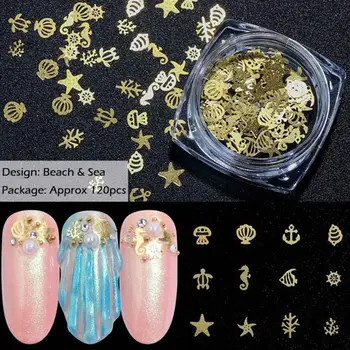 

6 Pcs/set Fashion Popular Nail Art Jewelry Making Filling Material DIY Nails Sticker Epoxy Metal Filler B36D