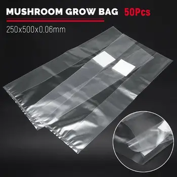 

50/100pcs Mushroom Grow Bag Edible Fungus Cultivation Bag Horticultural Planting Transparent Bag Plant Grow Bags Gardening