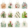 Cactus Plants Pattern Cotton Linen Aprons 53*65cm Home Cleaning Cooking Kitchen Apron Cook Wear Pinafore Adult Bibs 46348 ► Photo 1/6