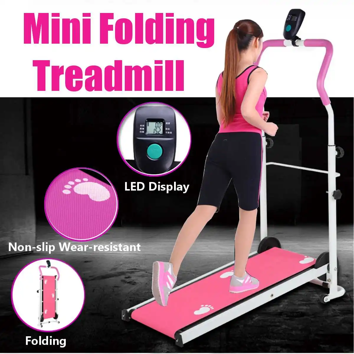 LED Display Electric Foldable Treadmill Jog Space Walk Machine Aerobic