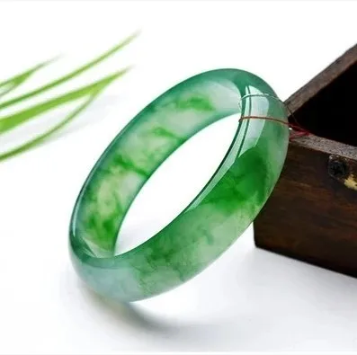 

zheru jewelry natural Myanmar jadeite 54-64mm green two-tone bracelet elegant princess jewelry best gift