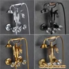 Luxury Gold Swan Bathtub Faucet Crystal Handle  Bath Sets with Hand Shower Hot Cold Mixer Tap For Bathroom Wall Mounted 2