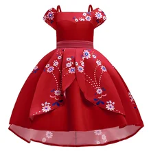 Girls Dresses For Wedding Satin Red Girl Dress Party Christmas Dress Children Princess Costume For Kids New 2021