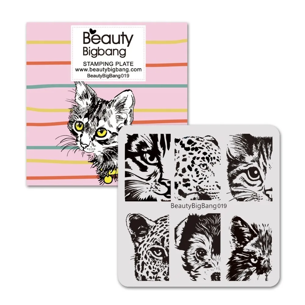 

6*6cm Square Beautybigbang Stamping Plate Lion Tiger Dog Cat Eye Image Nail Art Stamping Plate Template for Nail Art 019
