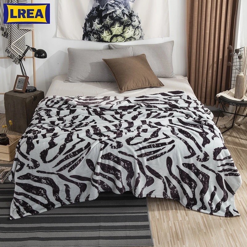 

LREA 200x230cm Super Comfortable Soft Mink Blanket Zebra Floral Blanket Thrown On The Sofa / Bed / Travel Breathable
