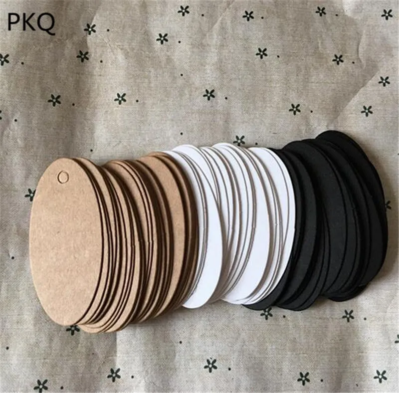 

50pcs/lot 3.3*6.5cm Ellipse Shape Kraft Paper Hang Tag for Christmas Handmade Gift Packaging Box Bags Decoration Label Tags