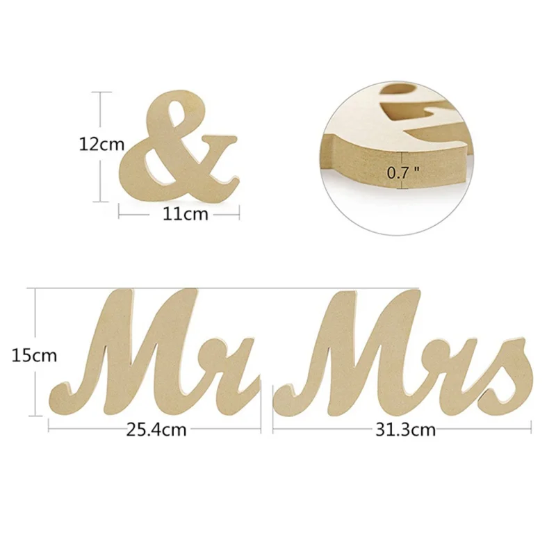 Деревянные золотые и серебряные блестки Mr and Mrs английские слова для настольное украшение свадебные знаки фотография игрушка в виде ведьмы поставки