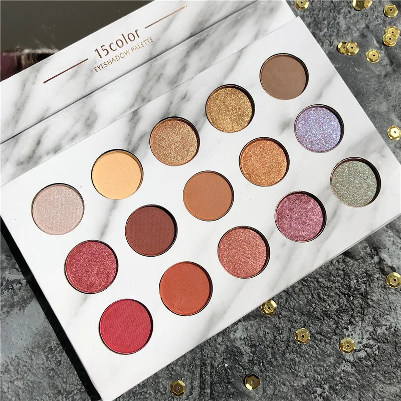 

15 Colors Marble Eyeshadow Cosmetic Matte Eyeshadow Palette Shimmer Profissional Colorful Pigmented Glitter Makeup Palette