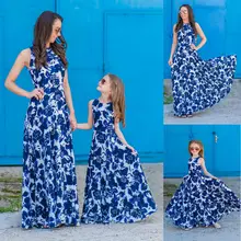 PUDCOCO/новейшее одинаковое платье для семьи праздничное длинное платье макси с цветочным рисунком для мамы и дочки Сарафан 1 предмет