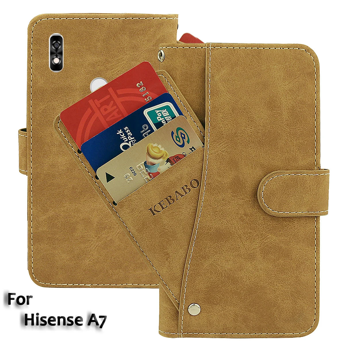 

Vintage Leather Wallet Hisense A7 Case 6.7" Flip Luxury Card Slots Cover Magnet Phone Protective Cases Bags