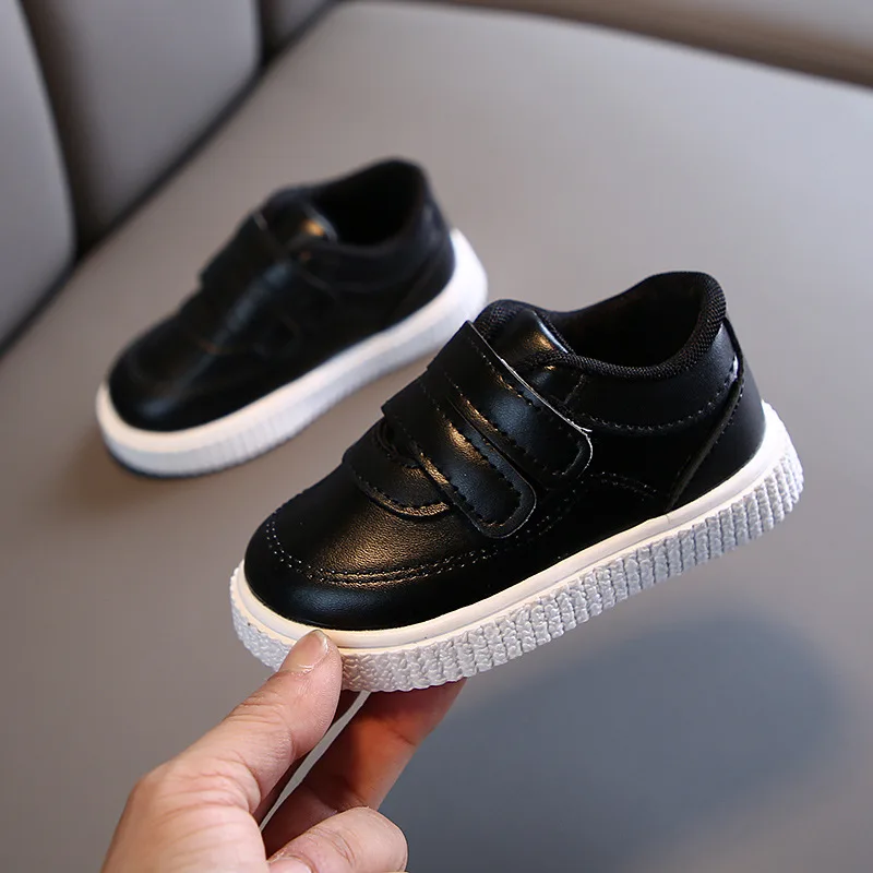 Black leather sneakers boys Clearance