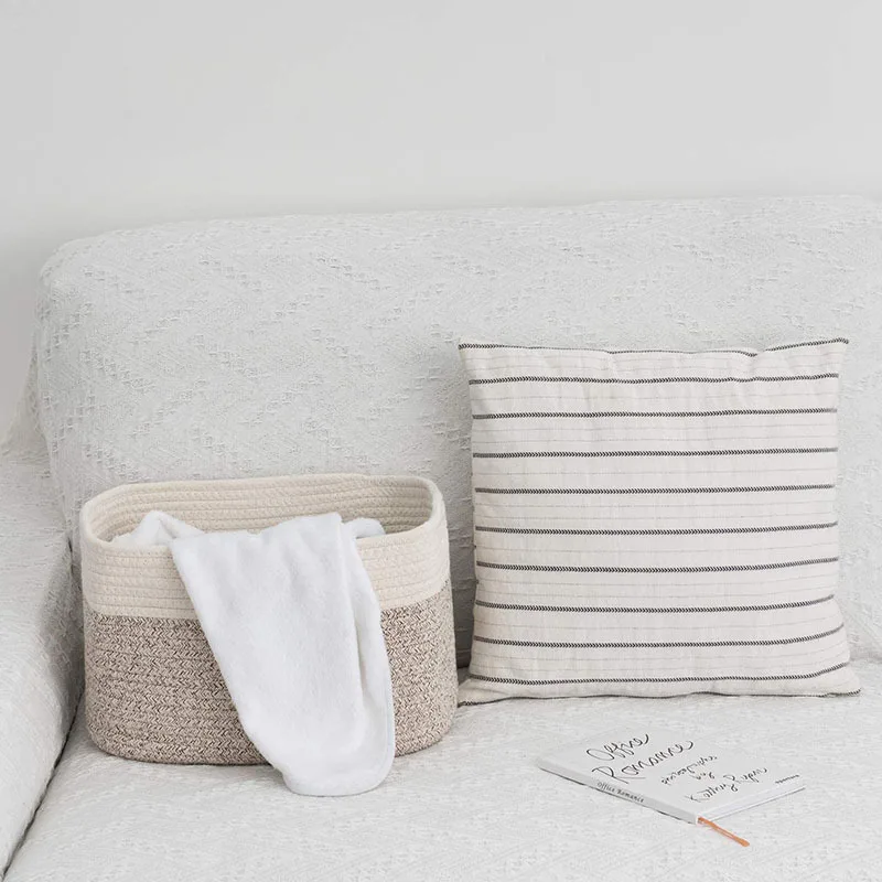 Panier En Corde De Coton Blanc - Rangement Déco Pour Salle De Bain, Bureau Ou Chambre
