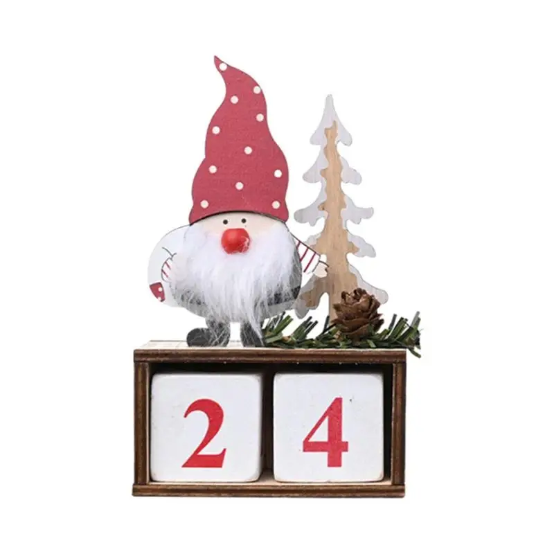 

Christmas Wooden Santa Claus Calendar Advent Countdown Wood Pine Cone Calendars Old Man Ornaments New Year Navidad Desktop Decor