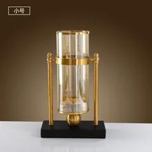 Ваза Европейская металлическая стеклянная ваза имитация сухих цветов гостиная крыльцо Цветочная композиция Американский Настольный светильник роскошные украшения