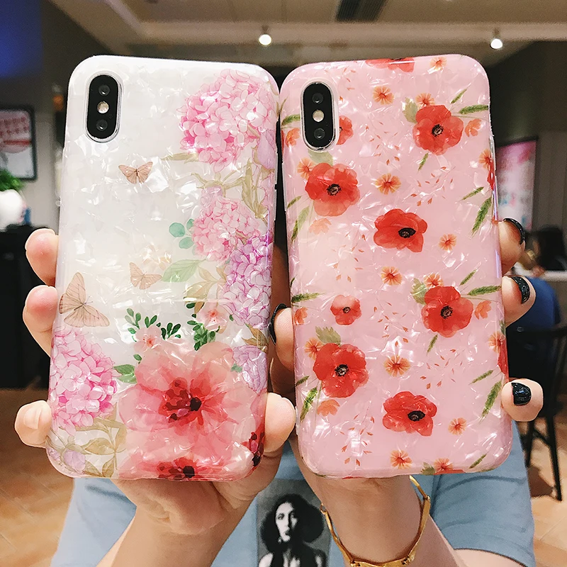 

Flower shell texture cell phone cover For iphone Xr case For iphone 6 case For iphone X XR Xs max 6S 6 7 8 Plus iphone x case