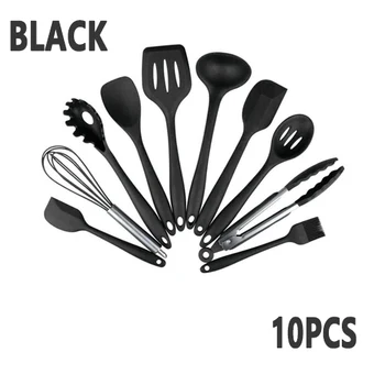 

10PCS Silicone Kitchenware Non-stick Cookware Cooking Tool Spatula Ladle Egg Beaters Shovel Spoon Soup Kitchen Utensils Set