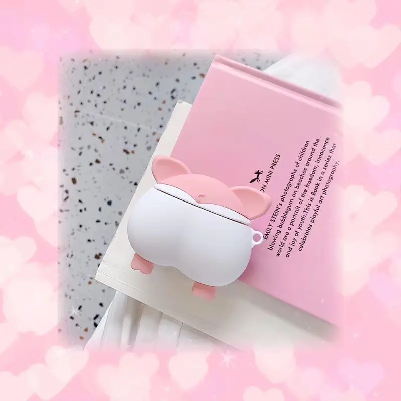 Мягкий защитный чехол с милым рисунком поросенка для Airpods 1/2 LX9A